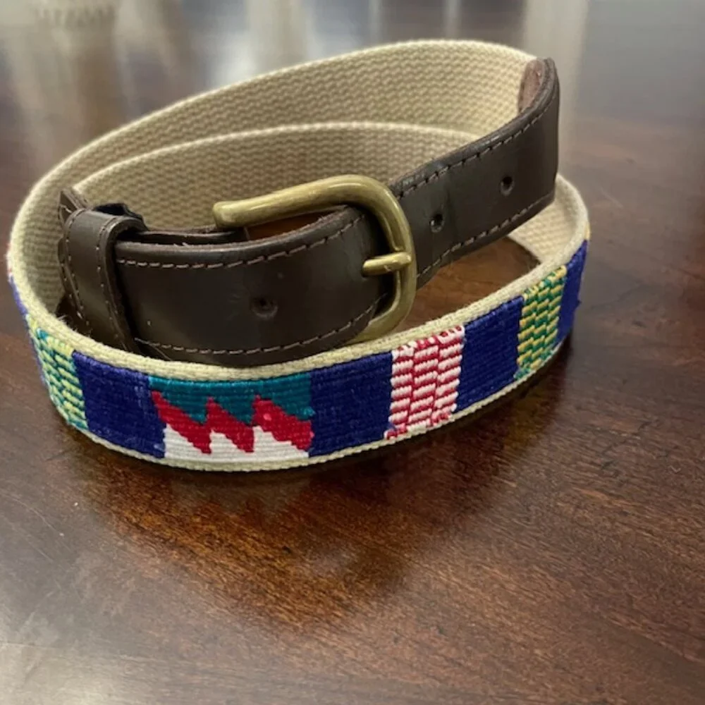 A Tail We Could Wag Handwoven Artisan Cotton & Leather Belt 34